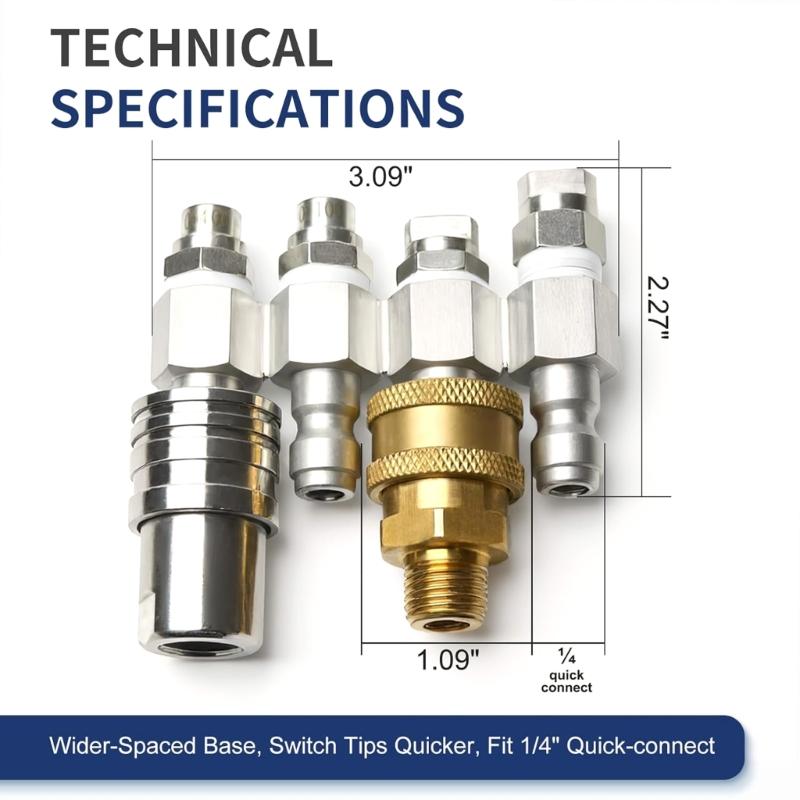 4 way J Handle Nozzle 5000PSI Heavy dutys Welded Pressure Washer Nozzles Steel Instantly Switches Design For 2-4GPM Washers