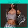 Canotta Metallizzata Streetwear da Donna con Decorazioni di Strass