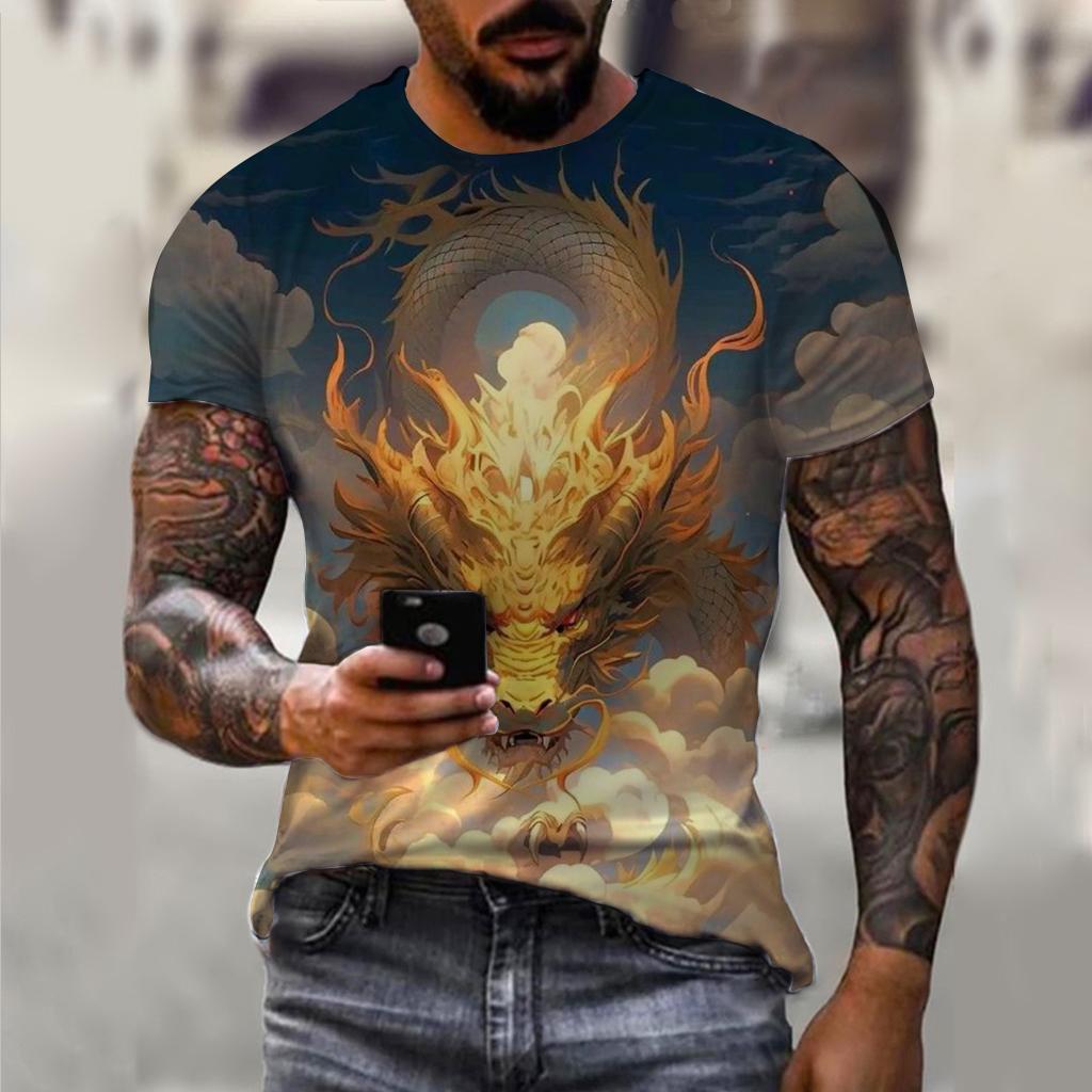 Men's T-Shirts Animal Dragon Pattern 3D Print Tops Tees 2024 Summer  Women Streetwear Fashion Oversized T Shirt Men Clothing