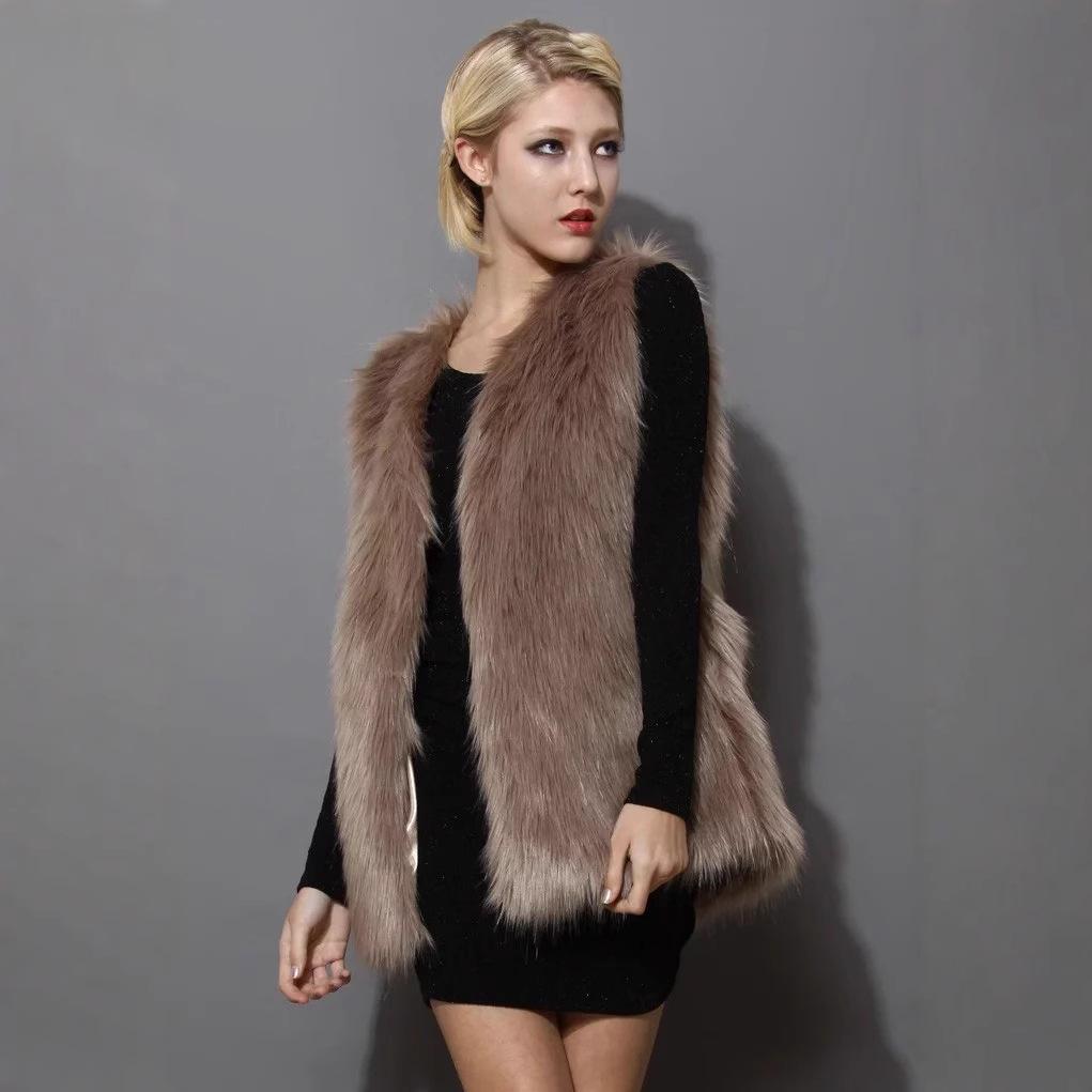 Europe, America, autumn and winter artificial fur women's clothing, fur short vest, fox fur jacket