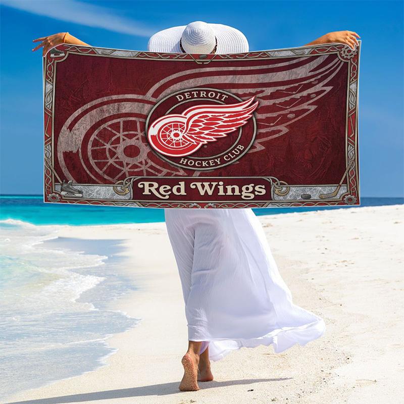 Detroit Red Wings Print Beach Towel, Large Soft Quick Dry Towel for Beach Camping Swimming