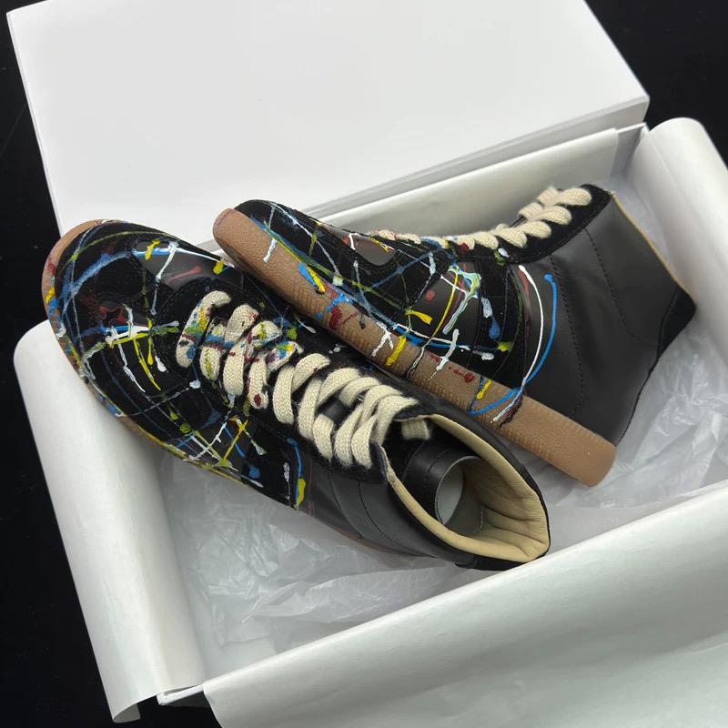 Genuine Leather Flat Bottom High Top Shoes Unisex Outdoor Walking Fashion German Training Shoes Designer Casual Footwear