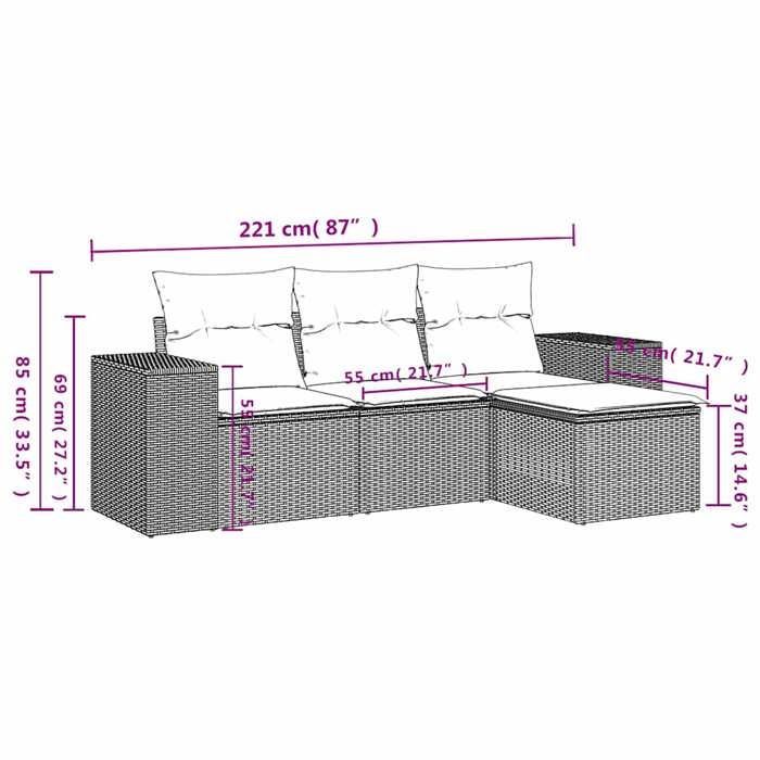 VidaXL Garden Lounge Set with Cushions 4 Pcs, Sofas with Backrest, Furniture Set, Patio Terrace Furniture, Grey 3222471