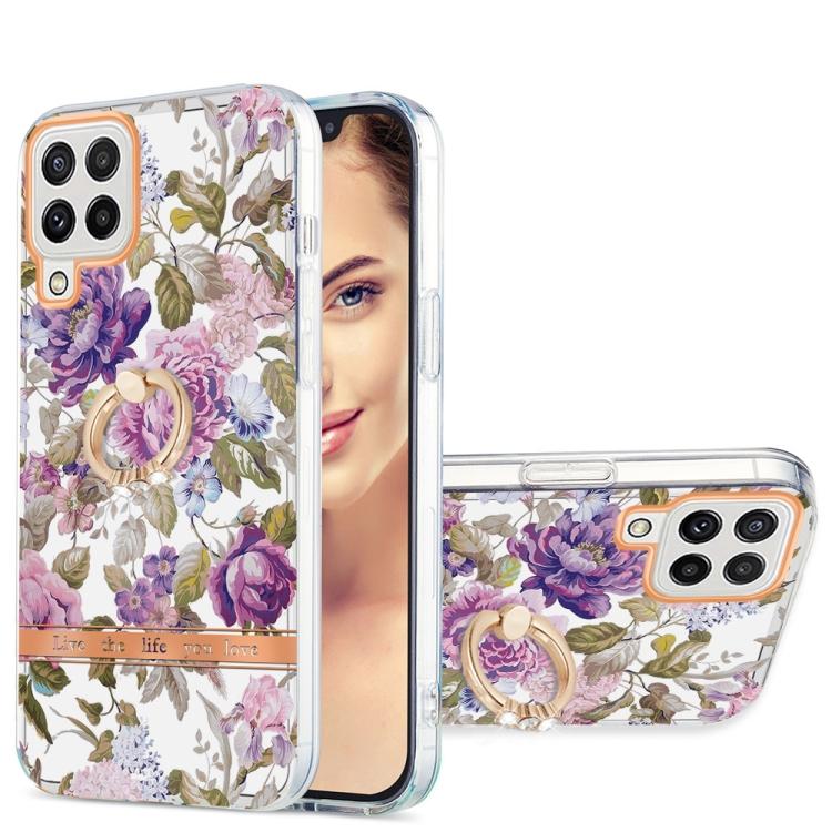

For Samsung Galaxy A22 4G EU / M32 Global Ring IMD Flowers TPU Phone Case For Samsung Galaxy A22 4G EU / M32 Global фіолетовий