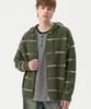 TRILLION Washable Wool Hairy Stripe Hooded Zip-Up Knit_Khaki