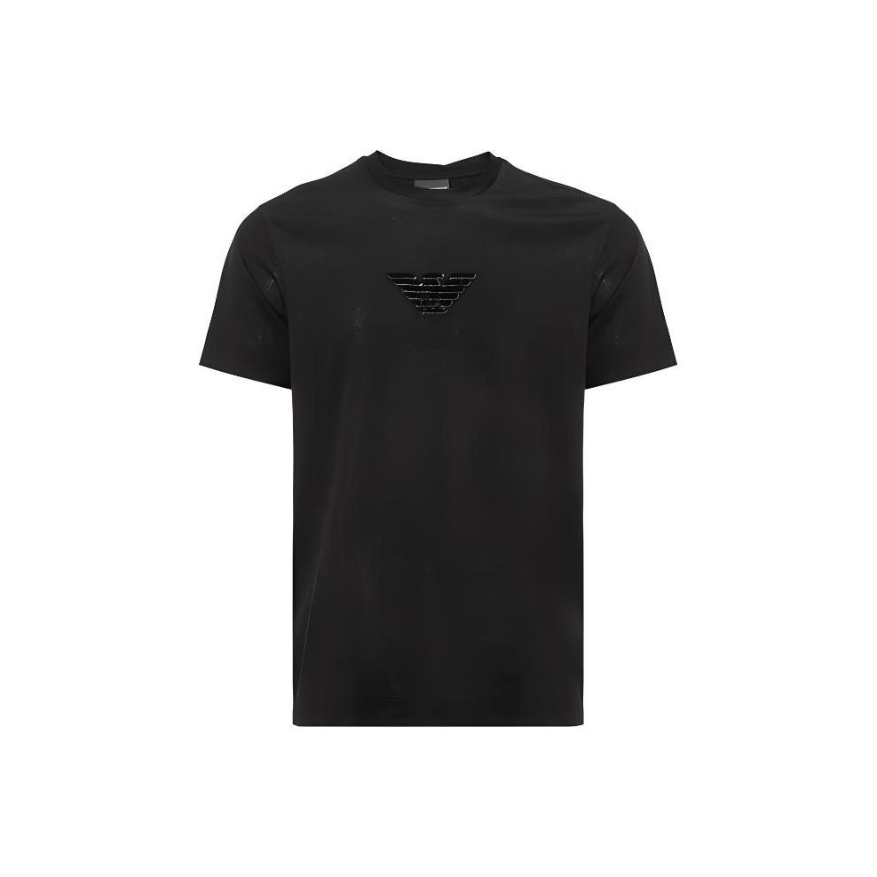 Emporio Armani Logo Applicatie Ronde Hals Korte Mouw T-shirt Heren Tops Zwart 3L1TCQ-1JSAZ-0999 M