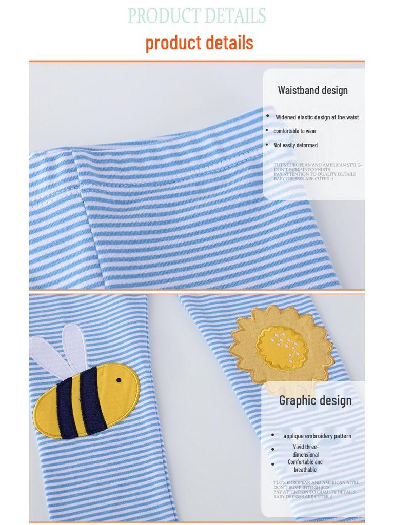 Girls' Cartoon Baby Leggings - Thin, Spring & Autumn Style
