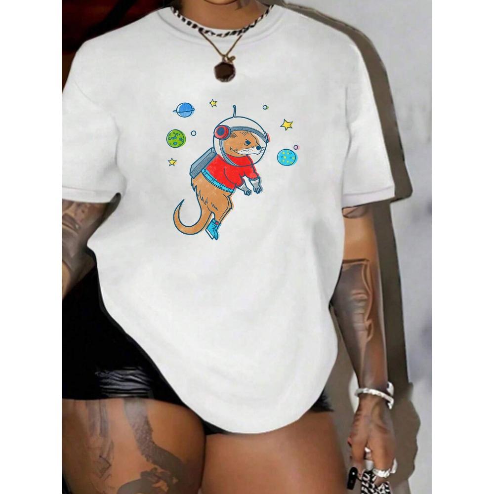 Astronaut Otter Graphic TShirt SpaceThemed Everyday with Planets Stars Everyday Funny Astronaut Otter Design Everyday S