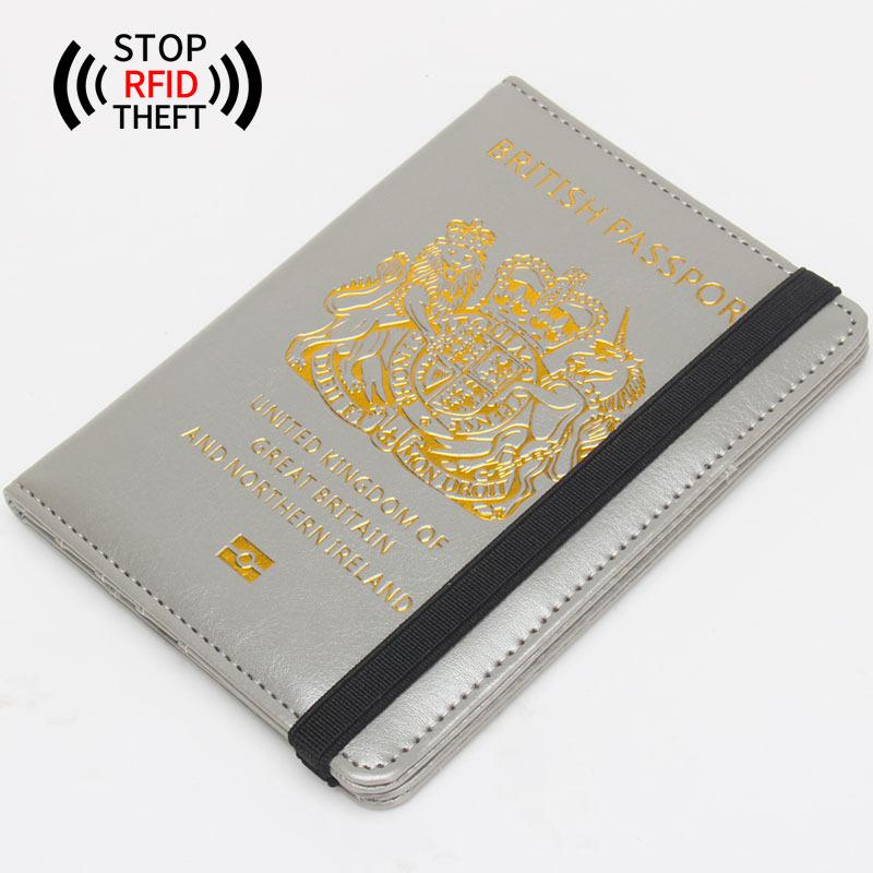 Reisezubehör Britischer Reisepasshülle Blau mit Gummiband Hülle des blauen britischen Reisepasses Französische Wörter