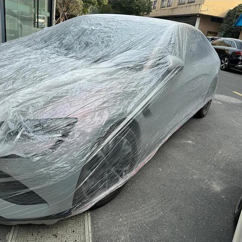 Priehľadný jednorazový priehľadný kryt na oblečenie do auta Prachotesný vodeodolný odolný voči prachu z farby plastová PE fólia vodeodolný kryt na auto