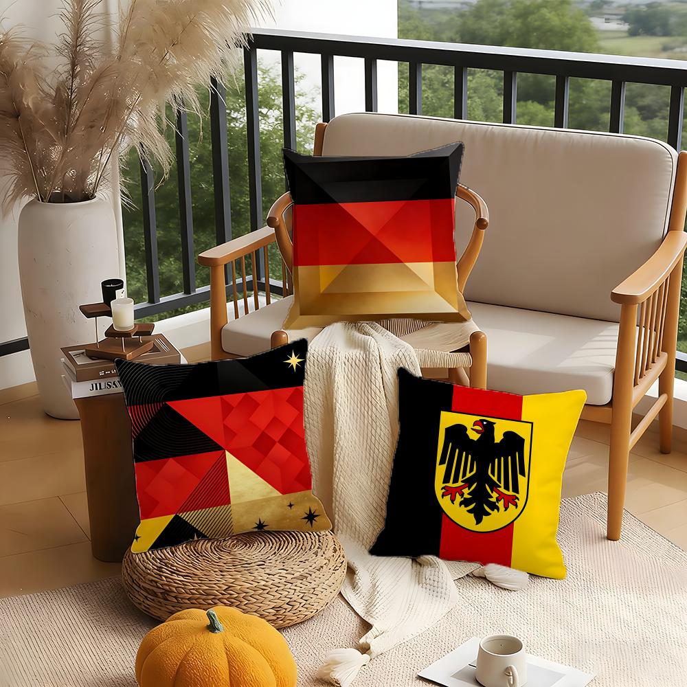 Germany Ger Flag Cushion Cover 1 Piece Short Plush Pillowcase, Soft And Washable, Mostly Used For Sofa, Car
