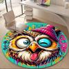 1pc Owl Hat Office Round Area Rug, Under Office Chairs Bedroom Living Room Home Decor, Room Deco