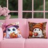 Cute Ghost with Pumpkin Cushion Cover Reversible Plush Pillow Cover – For car, sofa, bedroom, perfect as a gift.