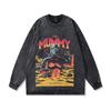Harajuku Street Retro Trendy Brand Washing Water Old Long-Sleeved T-Shirt Men And Women Oversize Hip-Hop Couple Top