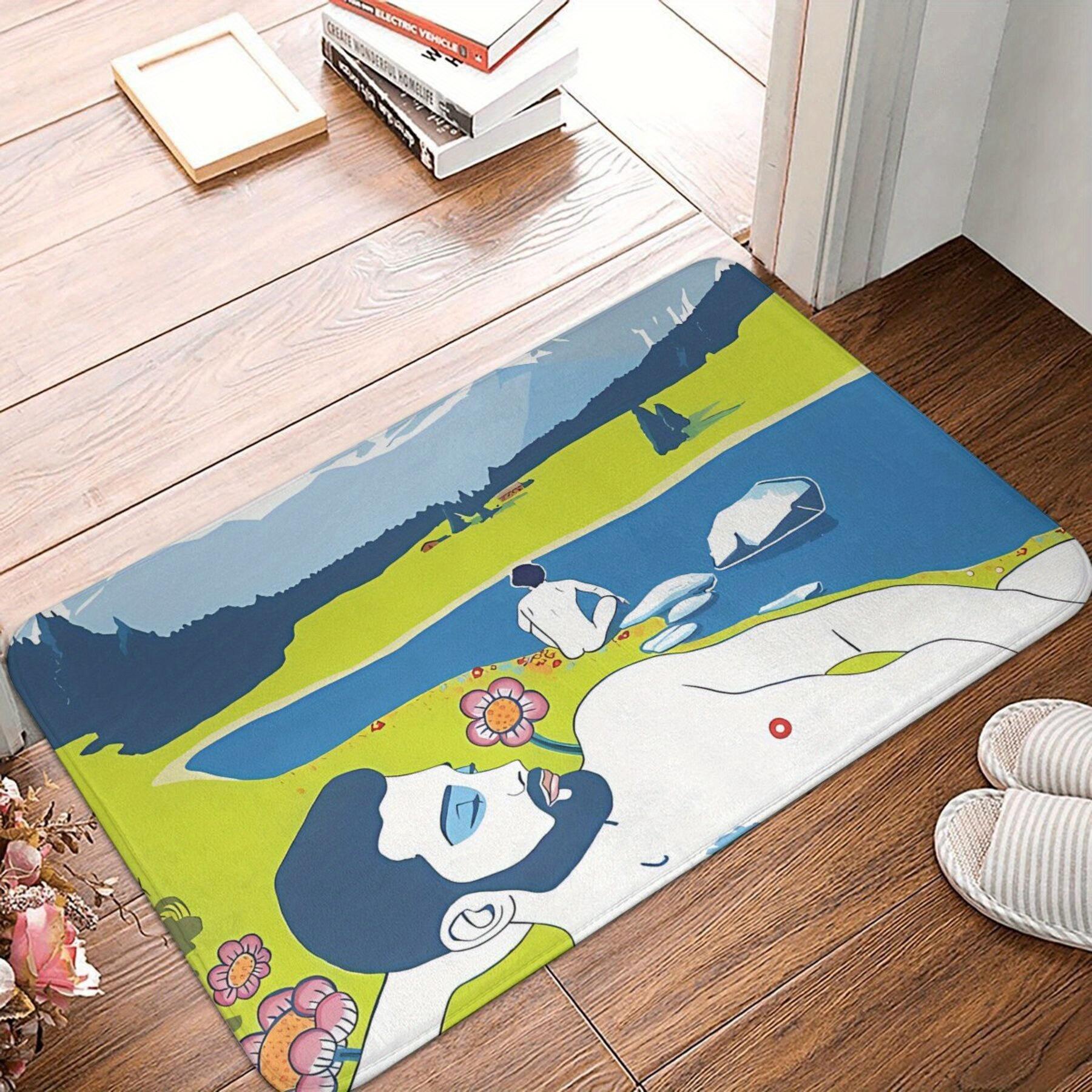 

1pc Sexposer Bath Mat & Doormat - 100% Tech Fabric with Rubber Backing, Machine Washable, Irregular Shape for Bathroom Kitchen E 40x60cm