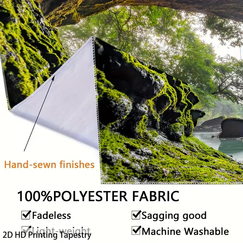 2D Jungle Cave Waterfall Wall Tapestry Tropical Scenery Background Cloth