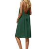 Damen-Rückenfreies Spaghettiträger-Kleid, Ärmelloses Dünn-Träger-Fließendes Strandurlaub-Kurzkleid, Mit Rückenband.