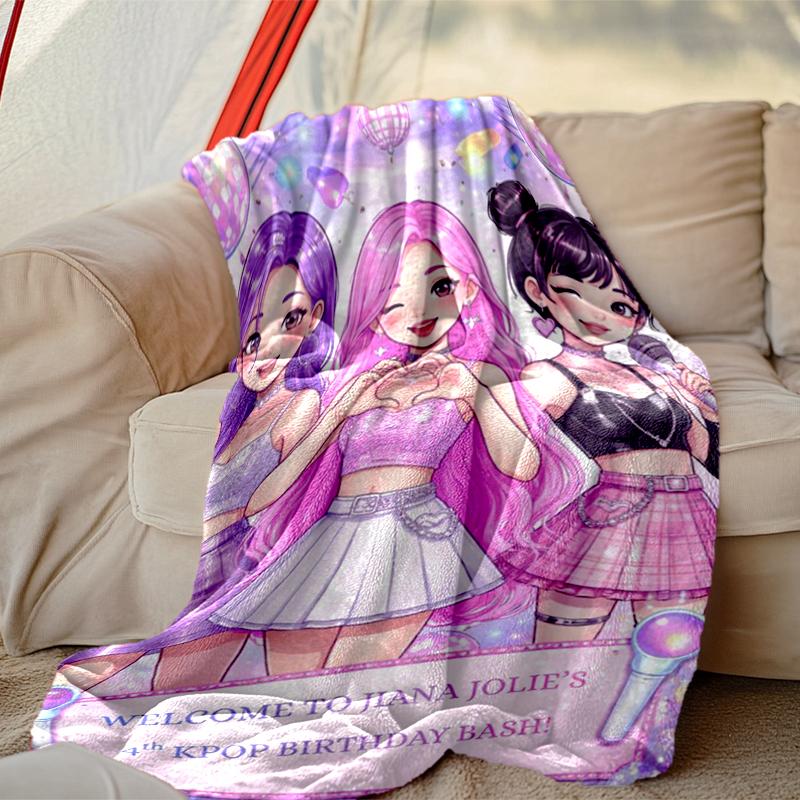 [1pc Kpop Demon Hunters Blanket] All-Season Blanket - Cozy Blanket for Sofa Couch Home Decoration, Digital Printed Nap Blanket