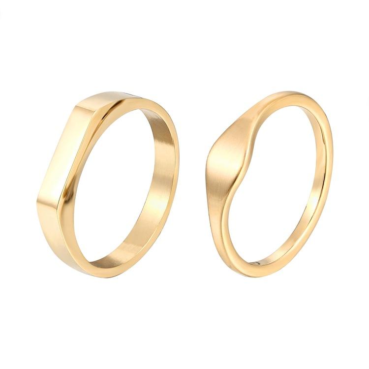 Irregular Titanium Steel Ring Retro Couple Ring Arc Mirror Ring Female Niche Design