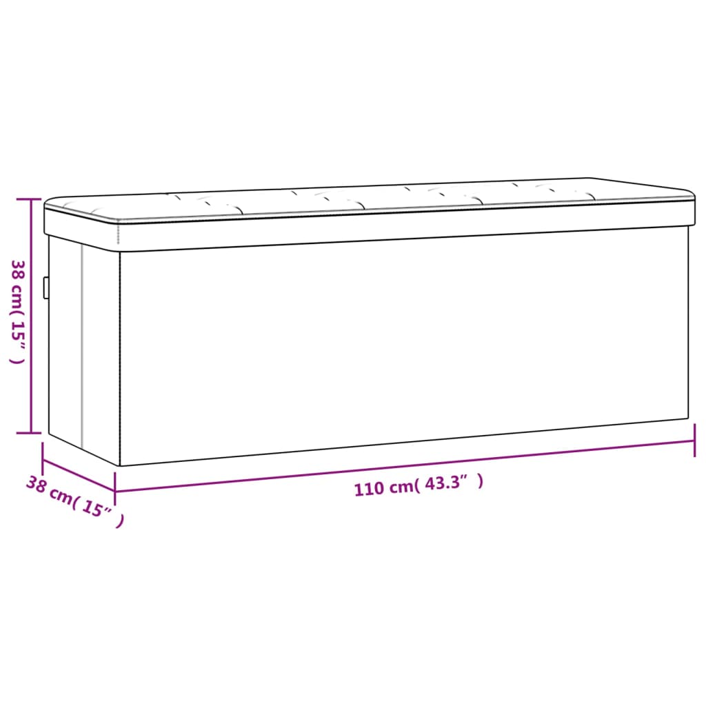 Folding Storage Bench in Light Grey Linen Look