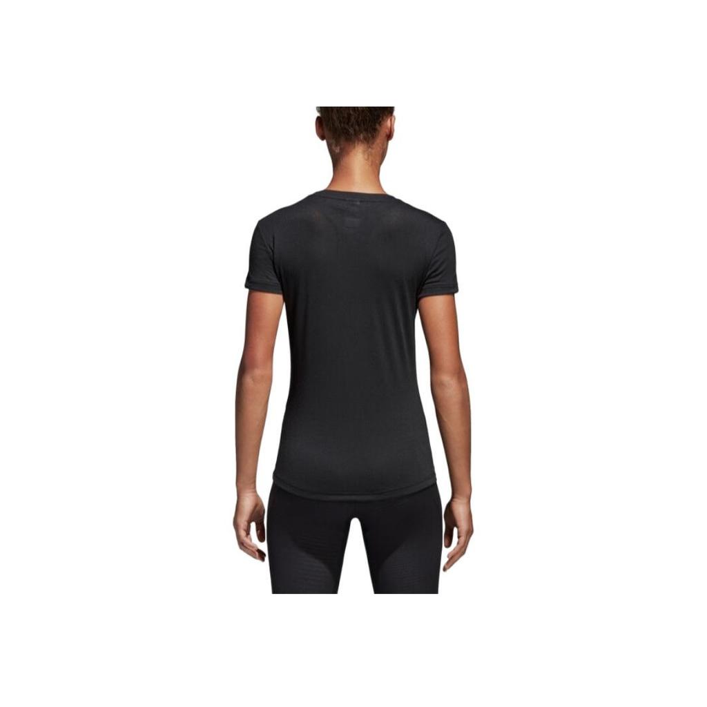 adidas Solid Color Round Neck Short Sleeve T-Shirt Women Tops Black CF3936