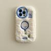 Embroidered Tennis Racket Plush Phone Case for iPhone 16 15 14 13 Pro Max Fall/Winter Warm Plush Phone Case