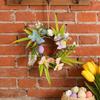 2Pcs Easter Floral Hoop Wreath Artificial Spring Butterfly Egg Rings Front Door Hanging Kitchen Cabinet Decor Seasonal
