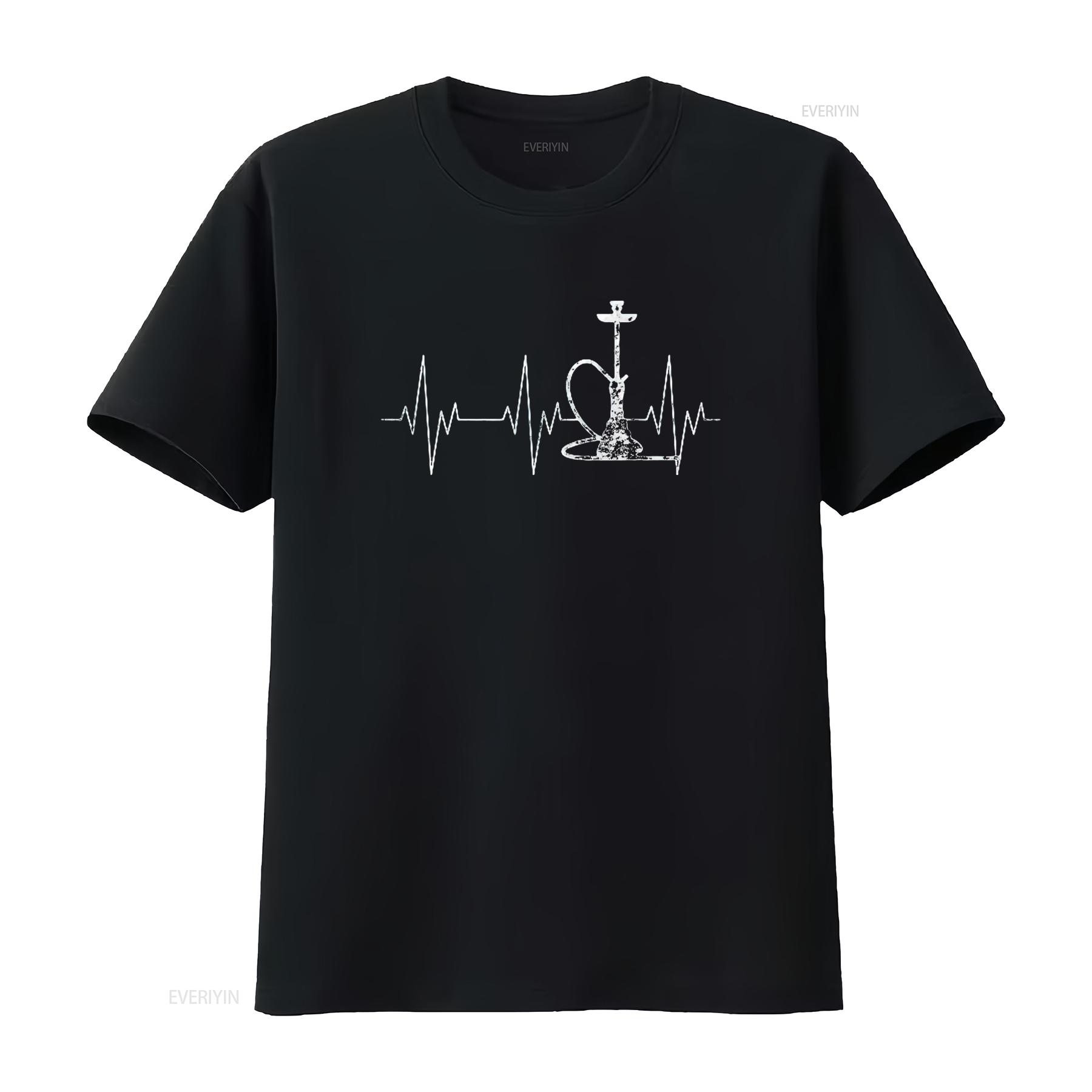 

Cool Hookah Heartbeat Worked Shisha Lover Fans Womens T Shirt Black 2X Large vintage Washed homme fashion Unisex 4XL