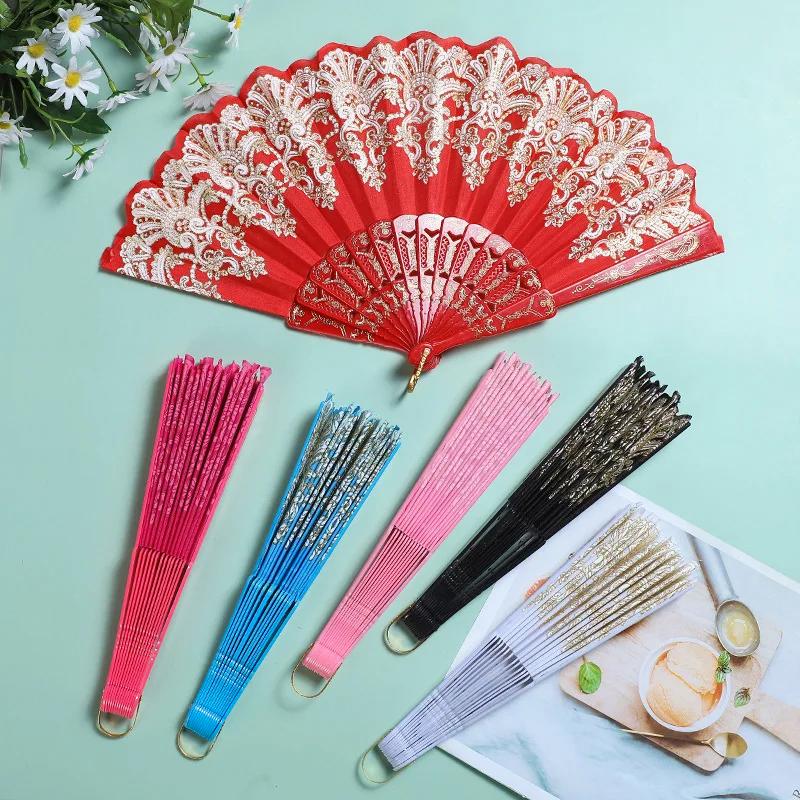 1PC Classica Gift Plastic Dance Performance Folding Colorful New Chinese Style Ancient Style Fan Elegant Carved Photography