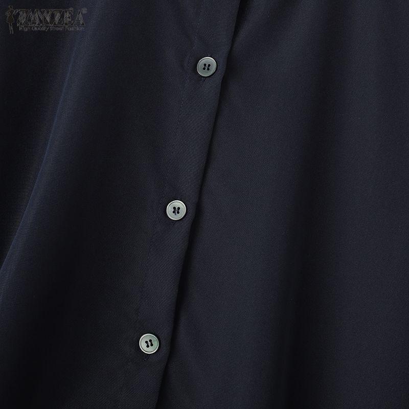 ZANZEA Damen Freizeit Rundhals Karomuster Patchwork Langarm Bluse