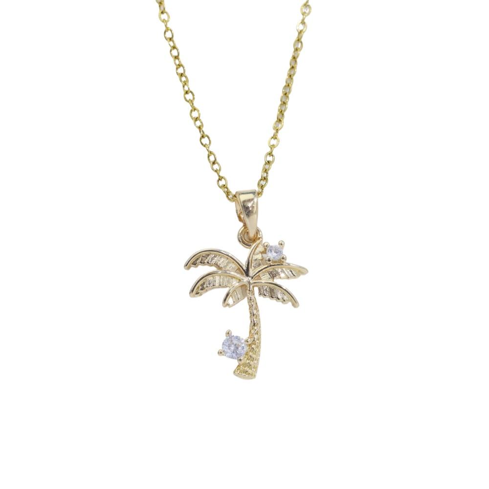 Simple Coconut Tree Pendant Necklaces for Women Fashion Zirconia Necklace Wedding Party Jewelry Accessories