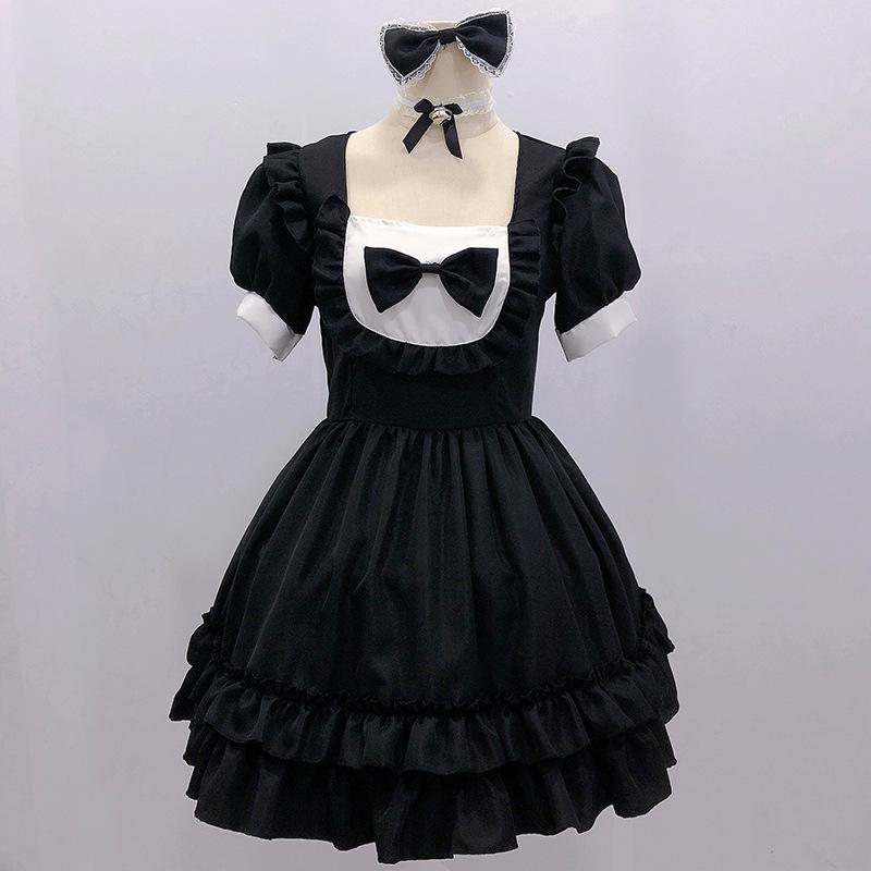 Moonlight Ying Black Maid Dress Gothic Dress Female Cosplay Dance Dress