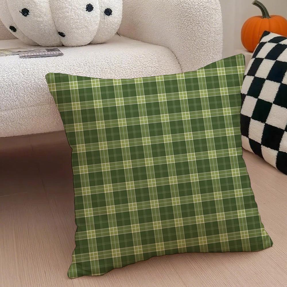 classical green tartan design plaid Cushion Cover Throw Pillow Cover Hidden Button Durable Polyester Chair Cushion