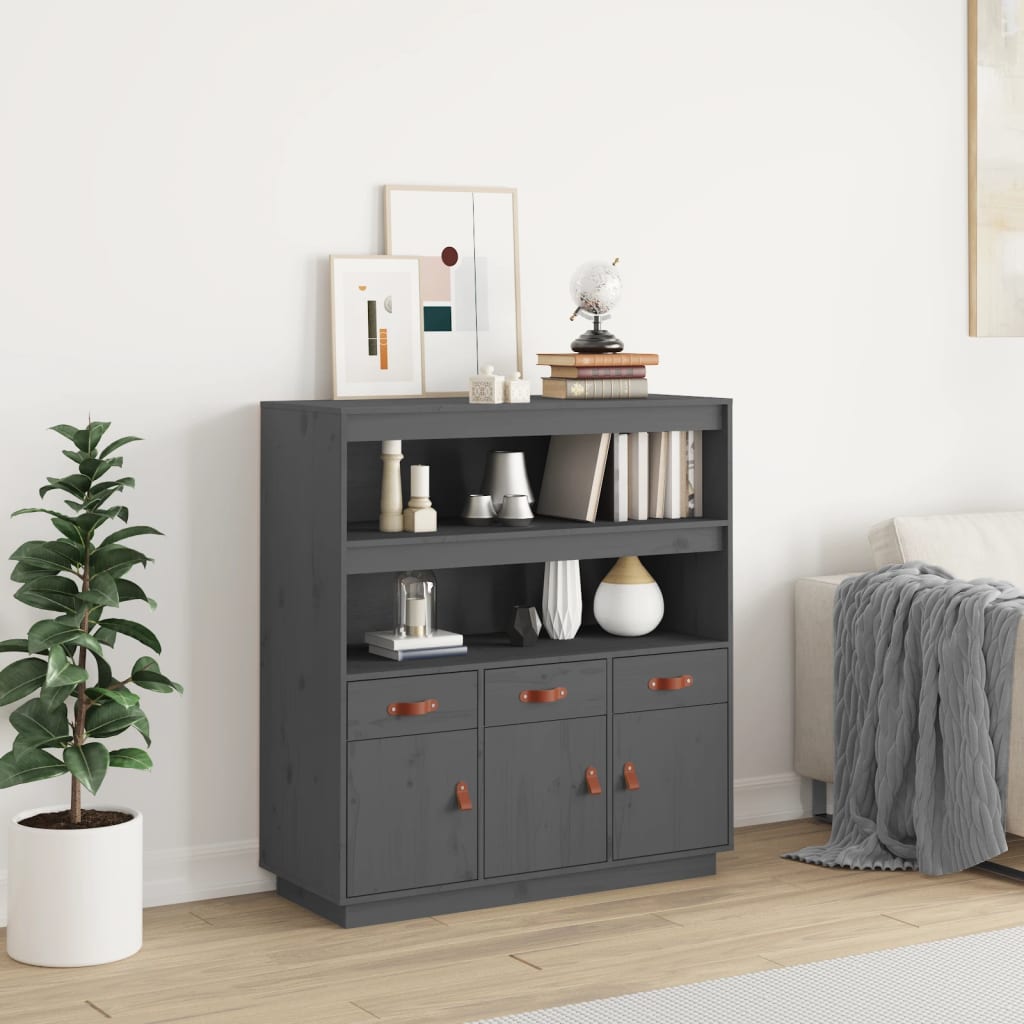 Szafka, Szara, 100X40X108,5 Cm, Lite Drewno Sosnowe