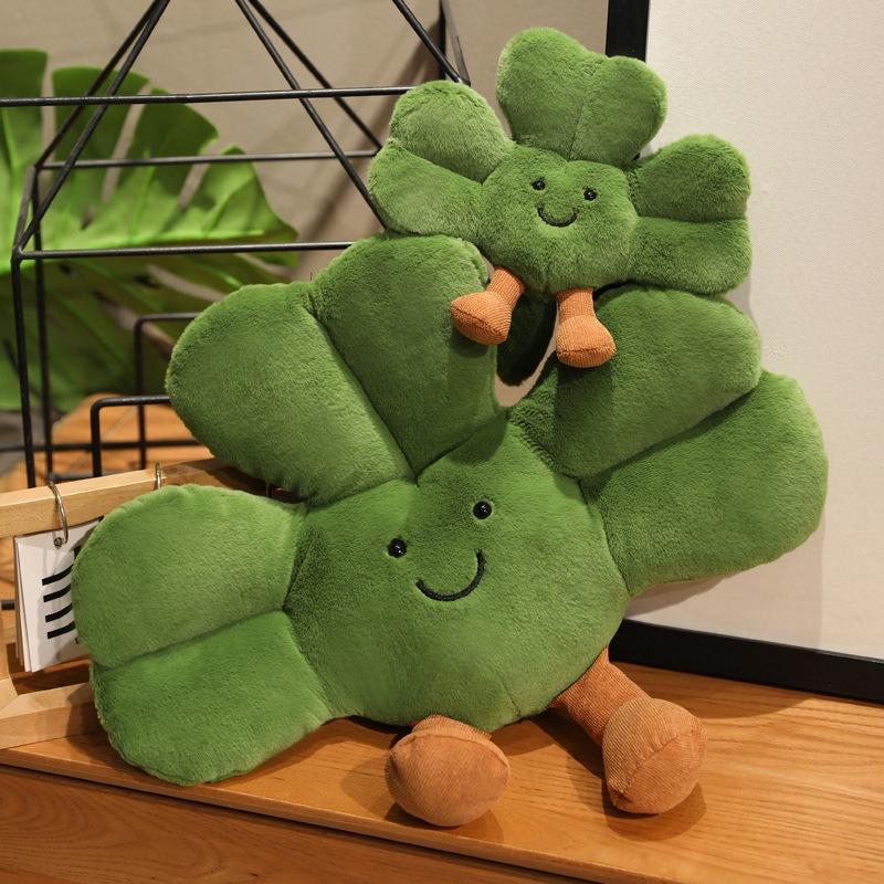 Cartoon Simulation Clover Doll Green Plant Plush Toy Lucky Grass Doll Sofa Cushion Pillow Ornament