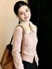 2026 Winter Faux Fur Collar Sweater Knit Cardigan Women's French Style Short Jackets Elegant Fashion Slim Fit Sweaters Ladies Winter Warm Coat Top