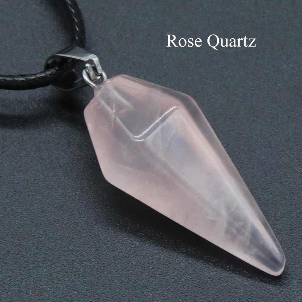 

1 шт. Энергетический натуральный камень конус ожерелье кулон, геометрический стиль рейки исцеление кристалл кулон ожерелья для женщин мужчин рождественские украшения подарки 1Pc/31×14mm