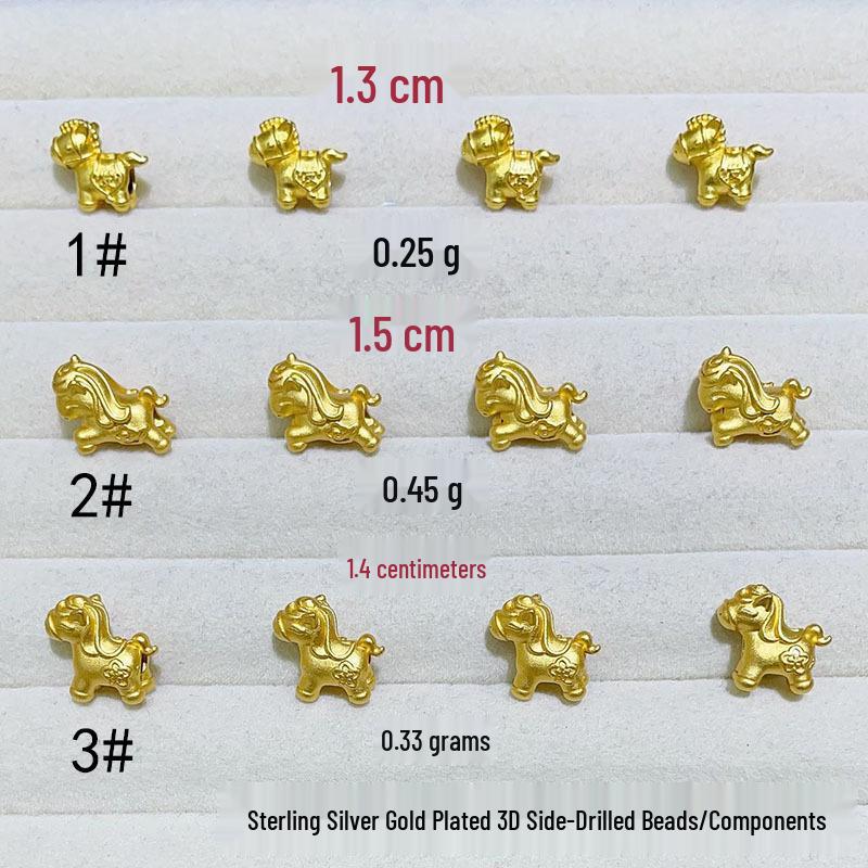 Gold-Plated Sterling Silver Horse Zodiac Beaded Bracelet