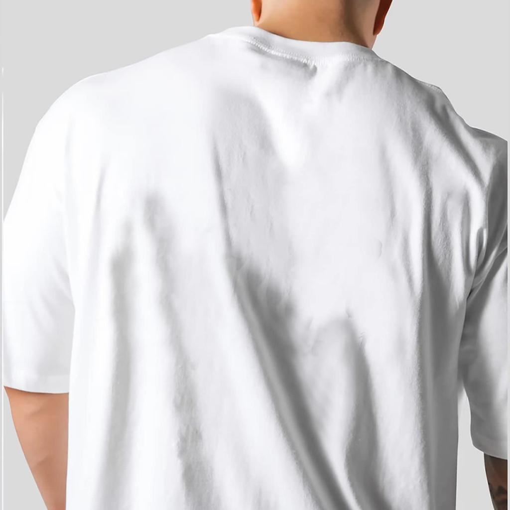 OROLN Gym Short Solid for Strength Training and Strength Training T-Shirt, Men's, Oversized, Sleeve, Stretch, Breathable, Sweat-Wicking, Color, (White