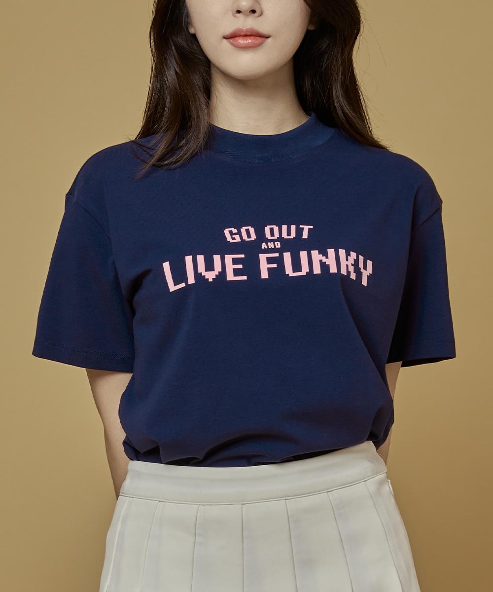 And Golf Mock Neck Live Funky T Shirts Navy Free/Free