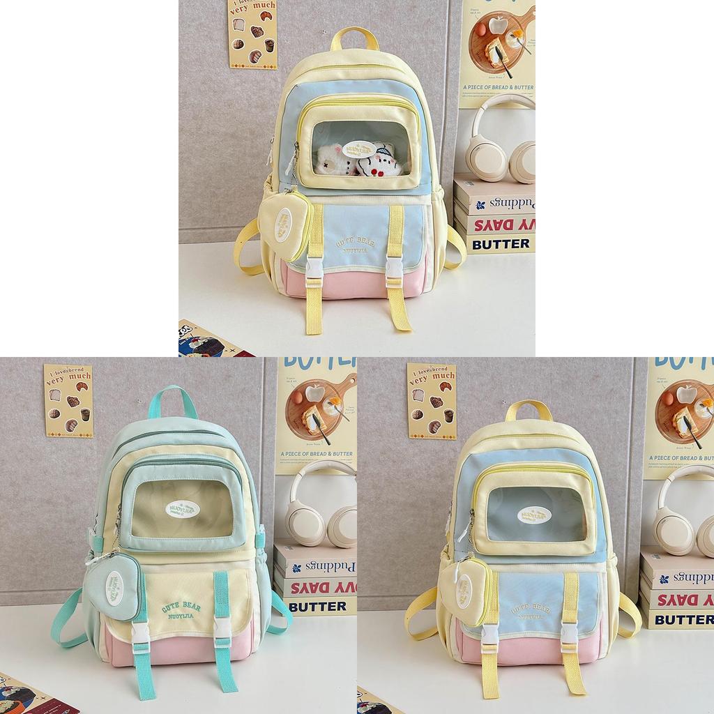 Childrens Backpack For School With Nylon Material And Colorblock Design For Girls