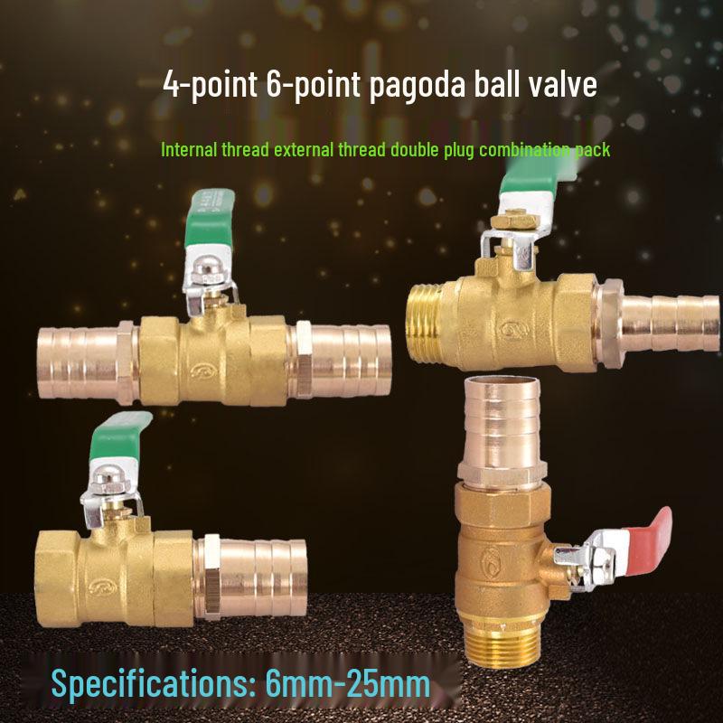 Brass Pagoda Water Pipe Ball Valve (6-19mm) with Hose Switch