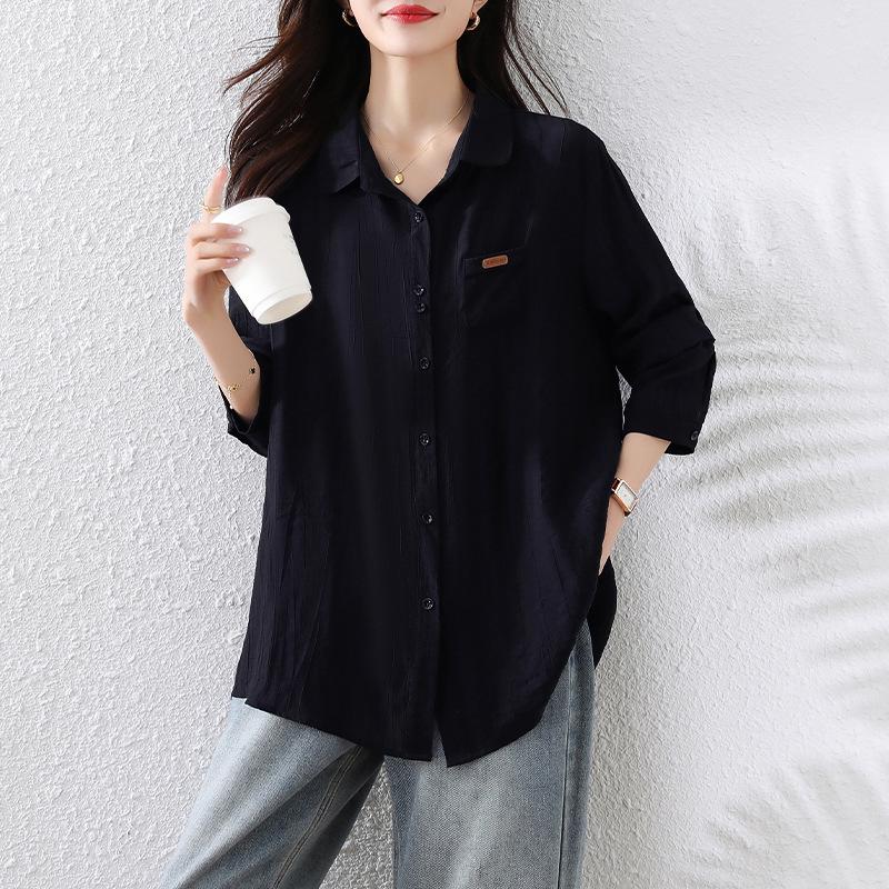 2026 Early Spring Women s Black Loose Chic Plus Size Slimming Shirt 5XL