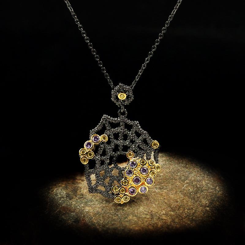 Bohemian Ethnic Style Black Gold Two Color Necklace