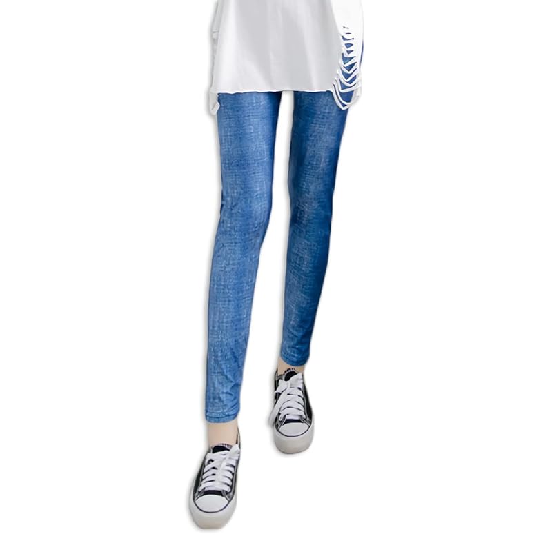 

[Rubitas] long height skinny leggings ladies pants deggings puggins spats 10 minutes (Jeans wind blue)
