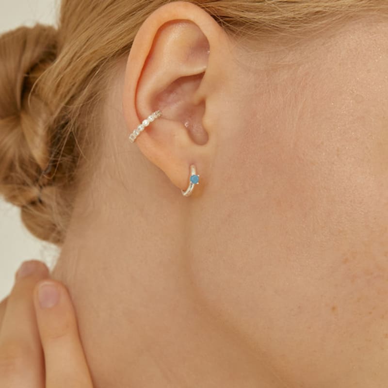 LUNNE Silver Flower Dot Q Ear Cuff #LSE06