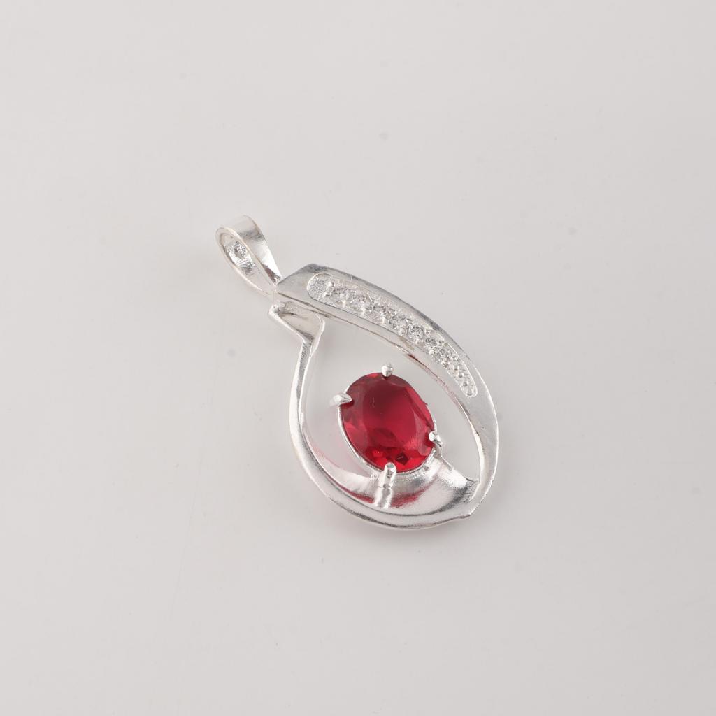 Pink Rubellite Gemstone 925 Sterling Silver Partywear Zircon Pendant 1.4" Women Jewelry For Gift CZP-16-9