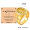 Vnox Men's Stainless Steel Virgin Mary Cross Ring with Easter Card, Gold Color Zircon Thumb Ring, Chunky Religious Jewelry Gifts