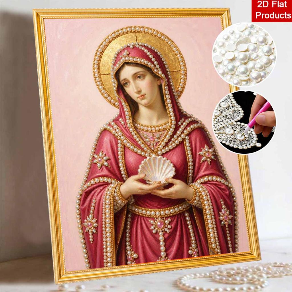 DIY 3D Pearl Diamond Painting Art Set Virgin Mary Religious Home Decor Art Set Wall Art