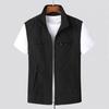 Men Waistcoat Stand Collar Sleeveless Zipper Closure Solid Color Vest Coat with Pockets Outdoor Fishing Waistcoat